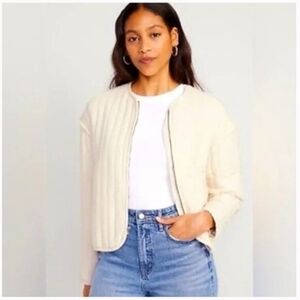 Old Navy Womens Quilted Jacket, Cream, Small, NWT